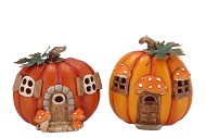 WONDERLAND ORANGE PUMPKIN HOUSE ASS 17X13X17CM