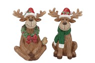 WONDERLAND RED X-MAS REINDEER ASS 12X11X17CM