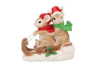 WONDERLAND RED MOUSE SLED DECO 17X8X16CM