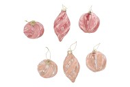TWINKLE PINK GLASS BALL VELVET ASS 6X12CM