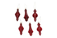TWINKLE RED GLASS PENDANT VELVET ASS 6X15CM