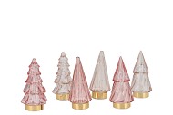 TWINKLE PINK GLASS MINI TREE LED ASS 6X13CM