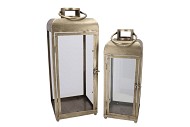 KAYA GOLD LANTERN METAL S/2 23X23X58/18X18X48CM