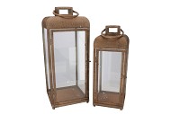 KAYA BRONZE LANTERN METAL S/2 23X23X58/18X18X48CM