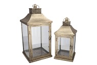 KAYA GOLD LANTERN METAL S/2 24X24X52/19X19X40CM