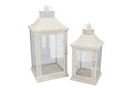 KAYA WHITE LANTERN METAL S/2 24X24X52/19X19X40CM