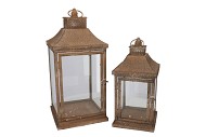KAYA BRONZE LANTERN METAL S/2 24X24X52/19X19X40CM