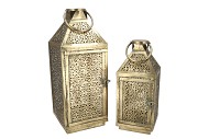 KAYA GOLD LANTERN DETAILED S/2 20X20X52/16X16X39CM