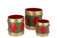 KAYA RED POT METAL S/3 17X17/14X14/11X11CM