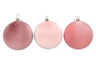 JOYFUL PINK X-MAS BALL VELVET ASS 30CM P/3