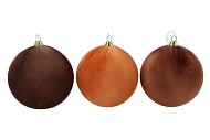 JOYFUL BROWN X-MAS BALL VELVET ASS 30CM P/3