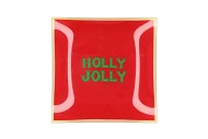 PLATE SQUARE HOLLY JOLLY 18X18X2CM