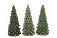 CANDLE FROSTY X-MAS TREE MAJESTIC GREEN MIX 9X20CM ASS