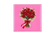 TILE FLOWER BOUQUET PINK 10X10X1CM