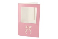 GIFT TILE CARD BOW PINK21X14X1CM