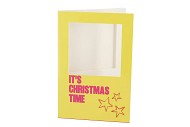 GIFT TILE CARD ITS CHRISTMAS TIME YELLOW 21X14X1CM