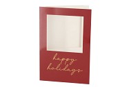 GIFT TILE CARD HAPPY HOLLIDAYS BURGUNDY 21X14X1CM