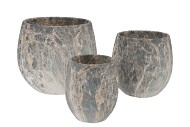 MONTY GREY POT LOW S/3 26X24/19X20/13X16CM