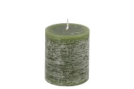 CANDLE RUSTIC PILLAR GREEN 7X8CM