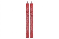 CANDLE RUSTIC DINNER RED S/2 3X25CM