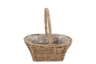 SEAGRASS FLOWER BASKET W HANDLE 25X16X25CM