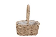 SEAGRASS FLOWER BASKET W HANDLE 26X16X31CM