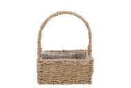 SEAGRASS FLOWER BASKET SQUARE W HANDLE 23X12X30CM