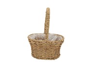 SEAGRASS FLOWER BASKET W HANDLE 24X16X31CM