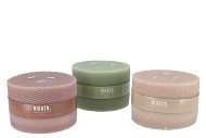 CANDLE RUSTIC PILLAR PASTEL STRIPE 3 WICK ASS 10X15CM