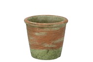 CONCRETE POT OLD GREEN/RED 14X12CM
