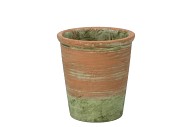 CEMENT POT OUD GROEN/ROOD 13X14CM