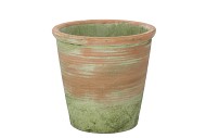 CONCRETE POT OLD GREEN/RED 18X17CM