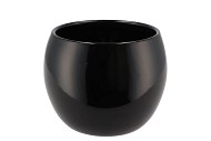 KERAMIEK ORCHIDEE ZWART GLANS BOL 16X14CM