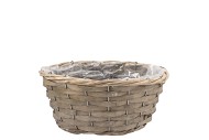 WICKER BOWL BASKET ROUND GREY 25X11CM