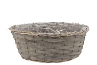 WICKER BOWL BASKET ROUND GREY 35X13CM