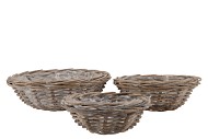 RATTAN BOWL GREY WHITEWASH ROUND 45X15CM 3-PIECES