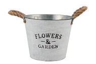 ZINC ROPE POT ROUND +EARS 22X16CM