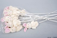 BIJSTEKER KONIJN PLUCHE WIT/ROZE 15X50CM PER 12 STUKS