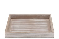 WOODEN TRAY ANTIQUE GREY 25X25X3CM