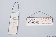 LABEL ÉTIQUETTE EN MÉTAL AVEC TEXTE "HOTEL MAMA"  5X15CM ASSORTI PAR PIÈCE

