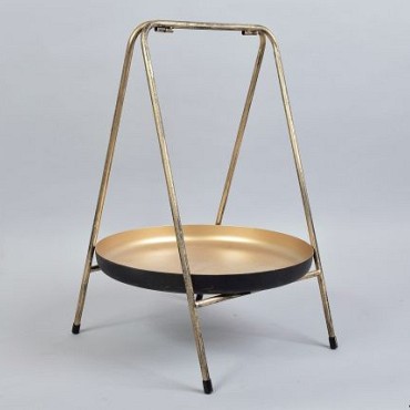 ETAGERE METAAL ZWART/GOUD 35X51CM