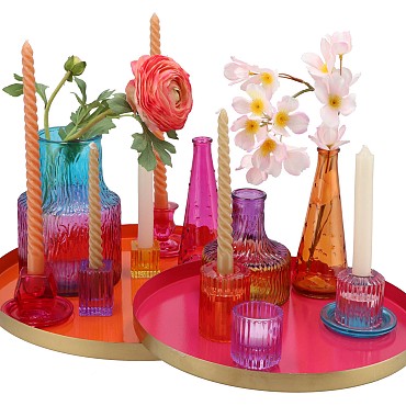 BICOLORE CANDLE H COLOR BLOCK MIX ASS SET OF 2 4X6CM NM