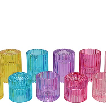 BICOLORE CANDLE H COLOR MIX ROUND ASS SET OF 2 5,5X7CM NM