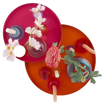 BICOLORE CANDLE H COLOR MIX ROUND ASS SET OF 2 5,5X7CM NM