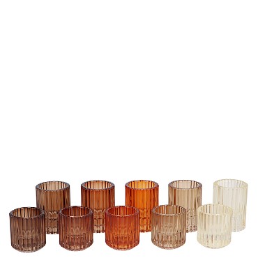 BICOLORE CANDLE H EARTHY TERRA ROUND ASS SET OF 2 5,5X7CM