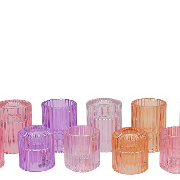 BICOLORE CANDLE H COLOR MIX ROUND ASS SET OF 2 5,5X7CM
