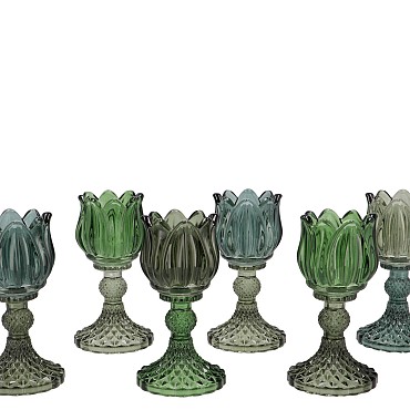BICOLORE GREEN MIX BLOOM T-LIGHT ASS 8X15CM NM