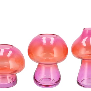 NOVA FUCHSIA VASE MUSHROOM NARROW TRICOLOR 13X13X20CM