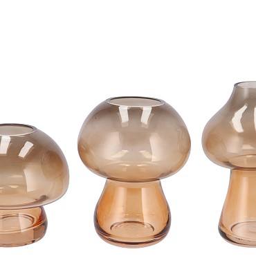NOVA WOODS BROWN VASE MUSHROOM NARROW TRICOLOR 13X13X20CM