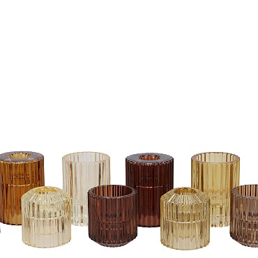 BICOLORE NATURAL BROWN MIX CANDLE H ASS SET OF 2 6X7CM NM